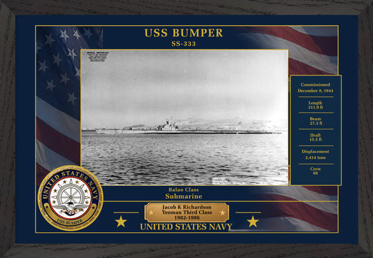 USS Bumper SS-333 Framed Patriotic Photo