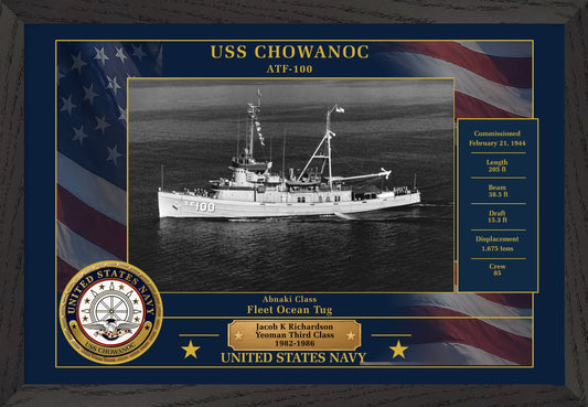 USS Chowanoc ATF-100 Framed Patriotic Photo