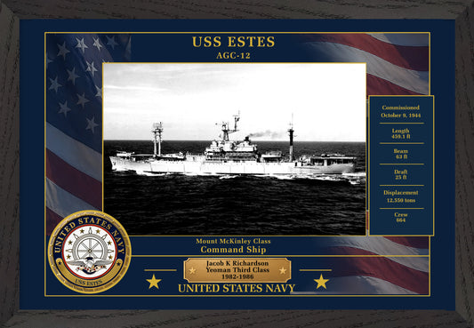 USS Estes AGC-12 Framed Patriotic Photo