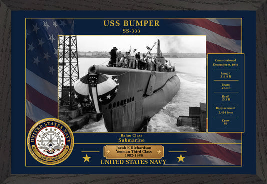 USS Bumper SS-333 Framed Patriotic Photo