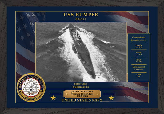 USS Bumper SS-333 Framed Patriotic Photo