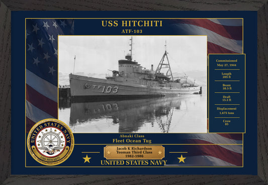 USS Hitchiti ATF-103 Framed Patriotic Photo