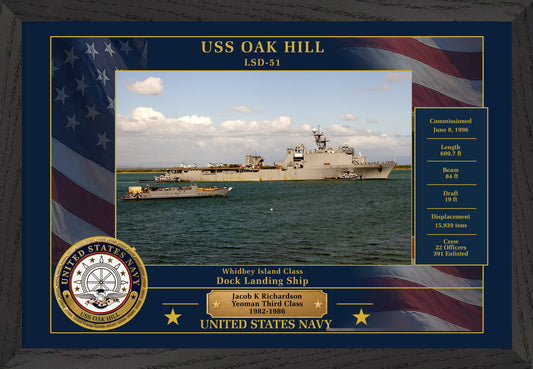 USS Oak Hill LSD-51 Framed Patriotic Photo
