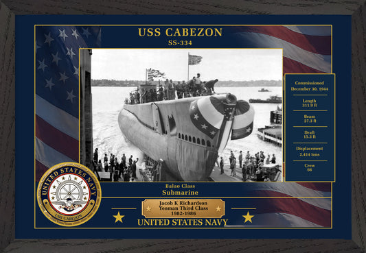 USS Cabezon SS-334 Framed Patriotic Photo