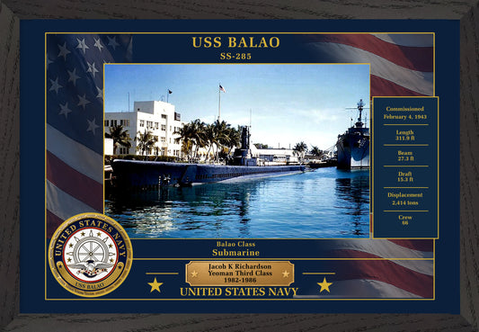 USS Balao SS-285 Framed Patriotic Photo
