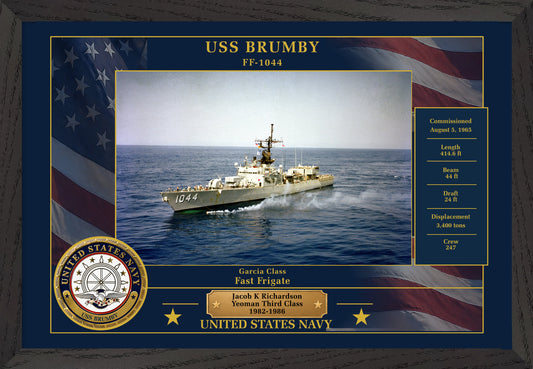 USS Brumby FF-1044 Framed Patriotic Photo