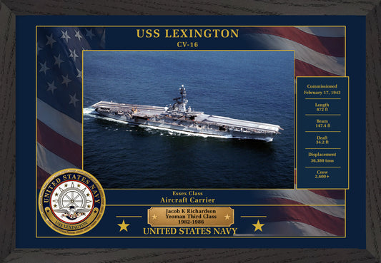 USS Lexington CV-16 Framed Patriotic Photo