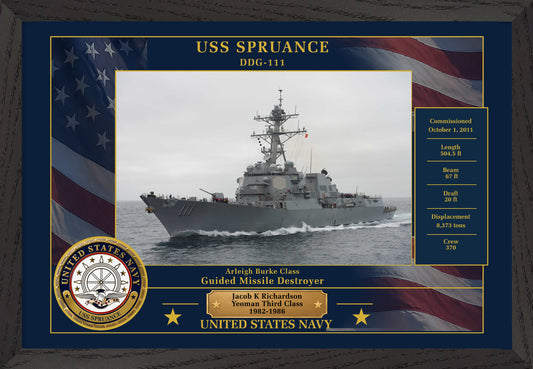 USS Spruance DDG-111 Framed Patriotic Photo