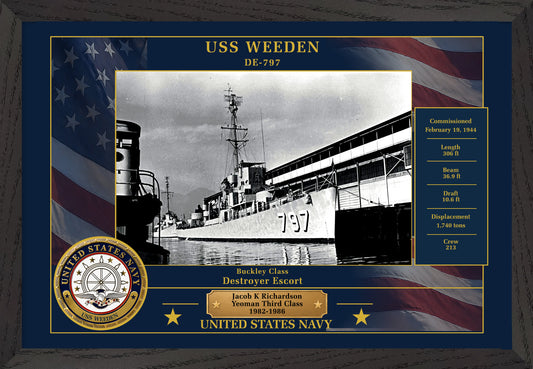 USS Weeden DE-797 Framed Patriotic Photo