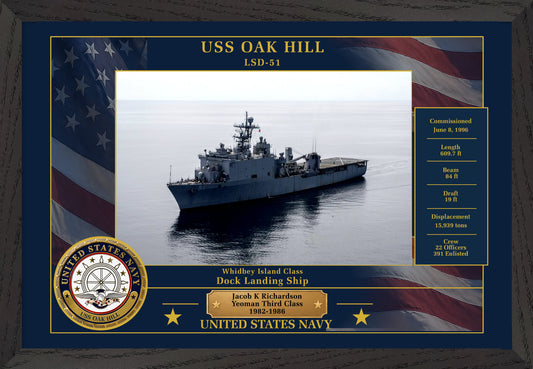 USS Oak Hill LSD-51 Framed Patriotic Photo