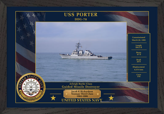 USS Porter DDG-78 Framed Patriotic Photo