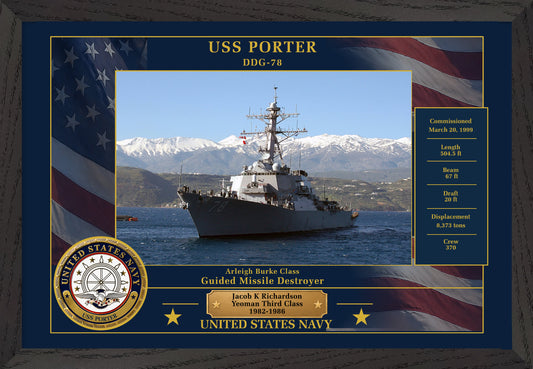 USS Porter DDG-78 Framed Patriotic Photo
