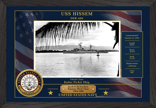 USS Hissem DER-400 Framed Patriotic Photo