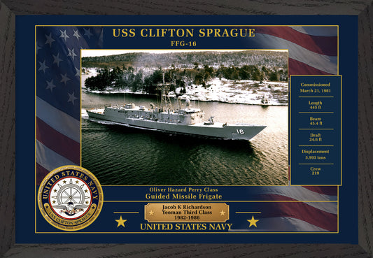 USS Clifton Sprague FFG-16 Framed Patriotic Photo