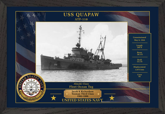 USS Quapaw ATF-110 Framed Patriotic Photo