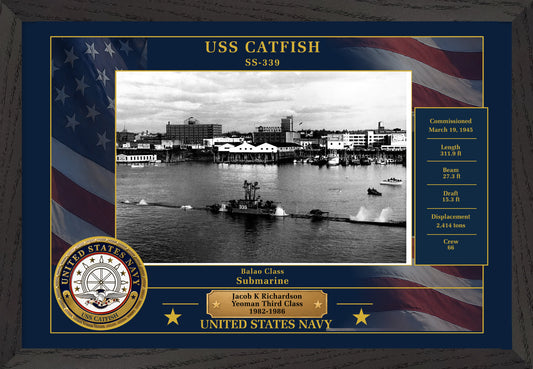 USS Catfish SS-339 Framed Patriotic Photo
