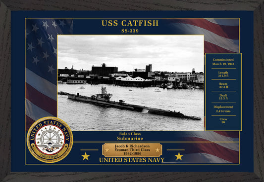 USS Catfish SS-339 Framed Patriotic Photo