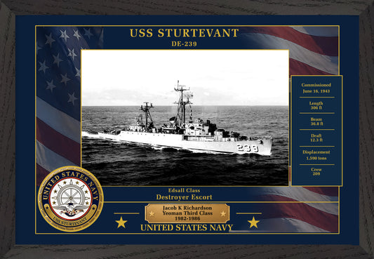 USS Sturtevant DE-239 Framed Patriotic Photo