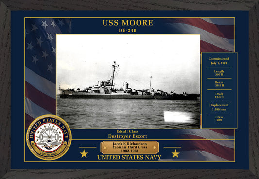 USS Moore DE-240 Framed Patriotic Photo