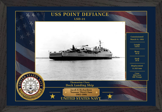 USS Point Defiance LSD-31 Framed Patriotic Photo