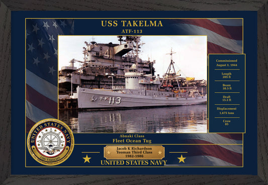 USS Takelma ATF-113 Framed Patriotic Photo