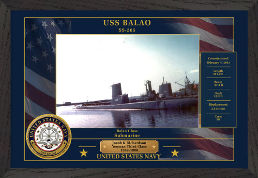 USS Balao SS-285 Framed Patriotic Photo