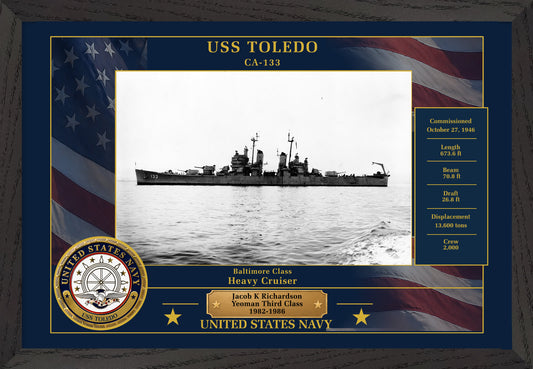 USS Toledo CA-133 Framed Patriotic Photo