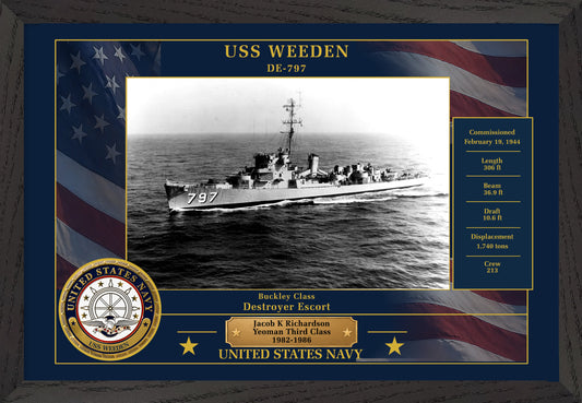 USS Weeden DE-797 Framed Patriotic Photo