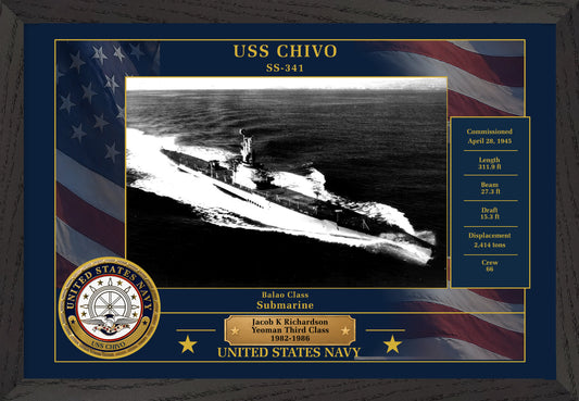 USS Chivo SS-341 Framed Patriotic Photo