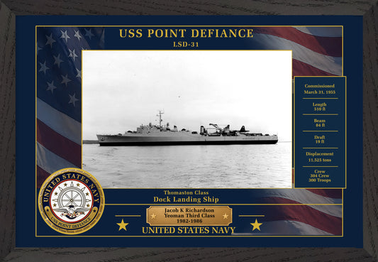 USS Point Defiance LSD-31 Framed Patriotic Photo