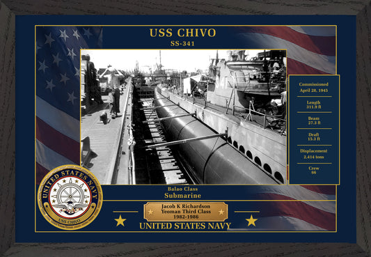 USS Chivo SS-341 Framed Patriotic Photo