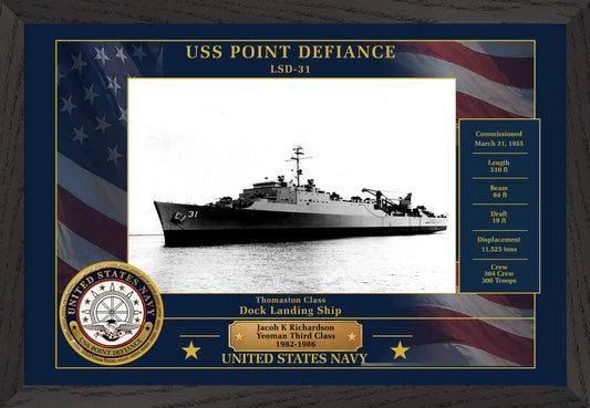 USS Point Defiance LSD-31 Framed Patriotic Photo