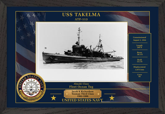 USS Takelma ATF-113 Framed Patriotic Photo