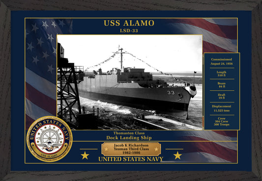 USS Alamo LSD-33 Framed Patriotic Photo