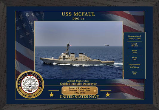 USS Mcfaul DDG-74 Framed Patriotic Photo