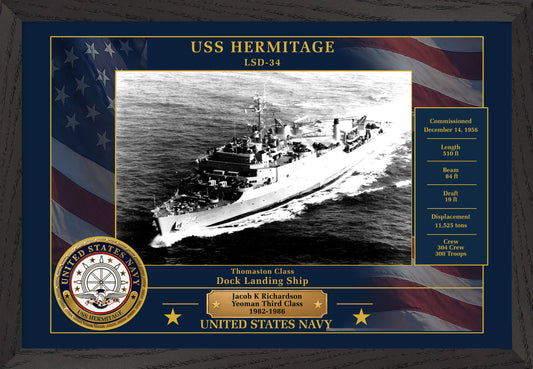 USS Hermitage LSD-34 Framed Patriotic Photo