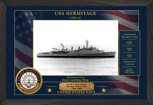 USS Hermitage LSD-34 Framed Patriotic Photo
