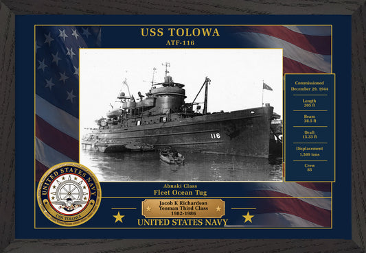 USS Tolowa ATF-116 Framed Patriotic Photo