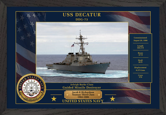 USS Decatur DDG-73 Framed Patriotic Photo