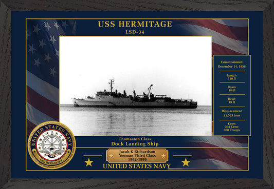USS Hermitage LSD-34 Framed Patriotic Photo
