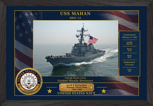 USS Mahan DDG-72 Framed Patriotic Photo