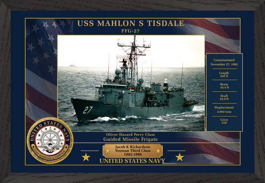 USS Mahlon S Tisdale FFG-27 Framed Patriotic Photo