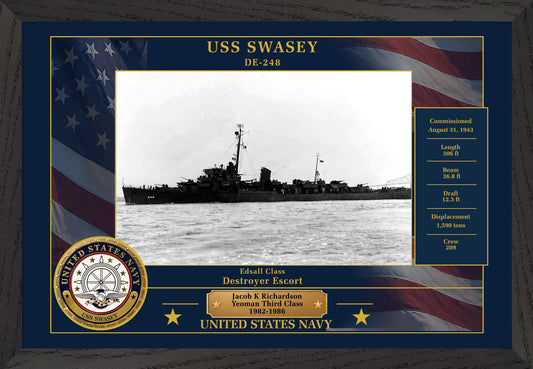 USS Swasey DE-248 Framed Patriotic Photo