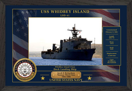 USS Whidbey Island LSD-41 Framed Patriotic Photo