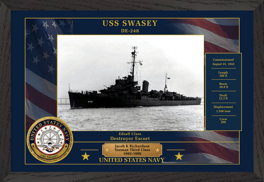 USS Swasey DE-248 Framed Patriotic Photo