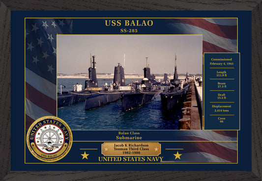 USS Balao SS-285 Framed Patriotic Photo