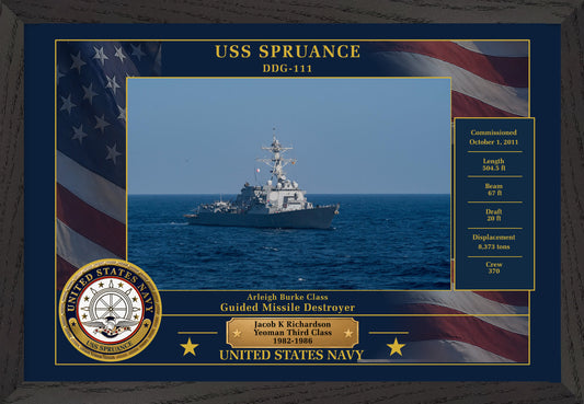 USS Spruance DDG-111 Framed Patriotic Photo