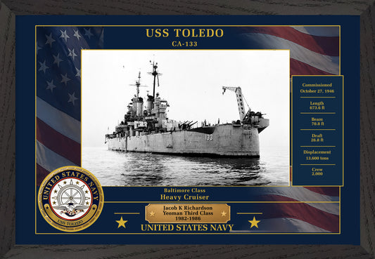 USS Toledo CA-133 Framed Patriotic Photo
