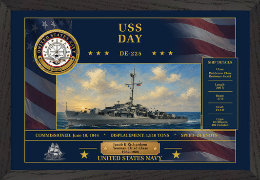 USS Day DE-225 Framed Patriotic Art