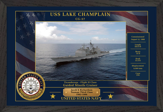 USS Lake Champlain CG-57 Framed Patriotic Photo